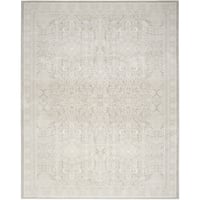 Nourison 7'10"x9'10" Eco Cycle Vintage Machine Woven Area Rug Silver/Ivory: Indoor Low Pile Botanical Pattern Rug