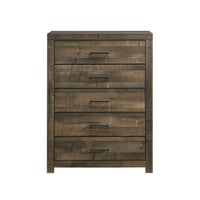 Beckett 5 Drawer Chest Walnut - Picket House Furnishings: Vertical Storage, Bronze Hardware, MDF Composite