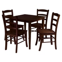 5pc Groveland Dining Table Set with 4 Chairs Wood/Antique Walnut - Winsome: Hardwood, Ladder Back Chairs
