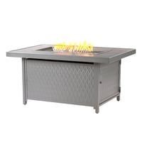 Oakland Living Aluminum Rectangle 55000 BTUs Propane Textured Weave Design Outdoor Patio Dining Table Gray: Weather-Resistant, UV Protection