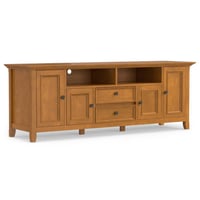Halifax Wide TV Stand for TVs up to 80" Light Golden Brown - WyndenHall: Storage, Adjustable Shelves, Cord Management