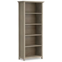 70" Halifax 5 Shelf Bookshelf Distressed Gray - WyndenHall: Mid-Century Modern, Pine Wood, 5 Fixed Shelves