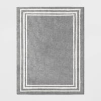 10'x13' Tetra Border Rug Gray/Ivory - Threshold™: Traditional Tufted Medium Pile, Pet Friendly, Indoor Use