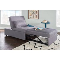 Twin Wales Transitional Convertible Recliner Sofa Bed Gray - Powell: Ottoman, Accent Pillow, Wood Legs