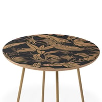 Marta Barragan Camarasa Tropical Night Heat Side Table Round Black/Gold - Deny Designs: Gold Frame, Living Room Accent