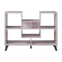 Alitano 6 Shelf Console Table White - miBasics: Modern Storage, Tapered Legs, MDF & Particle Board