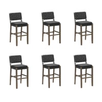 Nathan James Set of 6 Cohen Faux Leather Barstool Black