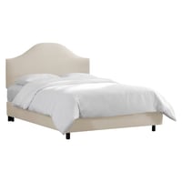 Skyline Furniture King Janeth Curved Bed Linen Talc: Elegant Upholstered Headboard, Pine Frame, Polyester Fill