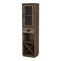 miBasics Stormquiet Farmhouse 1 Drawer Tower Cabinet with Wine Rack and Shelves Reclaimed Oak: Storage, Metal Mesh