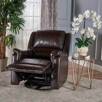 Christopher Knight Home Jennette Tufted Swivel Gliding Recliner Brown Leather: Faux Leather, Plywood Frame, 300lb Capacity