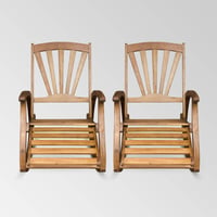 Sunview 2pk Acacia Wood Recliner Rocking Chairs - Teak - Christopher Knight Home: Weather-Resistant Patio Accent Furniture