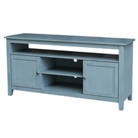 2 Doors TV Stand for TVs up to 62" Ocean Blue/Antiqued Rubbed - International Concepts: Solid Wood Entertainment Center