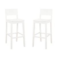 Set of 2 30" Elizabeth Solid Wood Barstools White - Linon: Saddle Seat, Footrest, Rubberwood