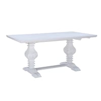 Doherty Traditional Dining Table White - Powell: Solid Pine, Trestle Base, Farmhouse Style