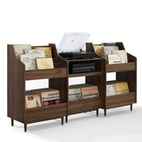 Crosley 84" Liam 3pc Record Player Stand and Vinyl Storage Set Walnut