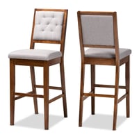 2pc Gideon Fabric Upholstered Barstool Set with Footrest, 30" Seat Height - Baxton Studio