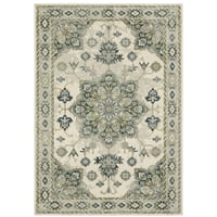 9'10"x12'10" Bryant Center Medallion Indoor Area Rug Ivory/Blue - Captiv8e Designs