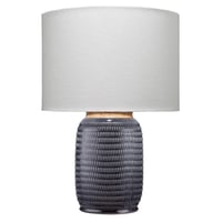 Graham Ceramic Table Lamp Blue - Splendor Home: Artisan Glazed, Linen Shade, UL Listed, 3-Way Switch