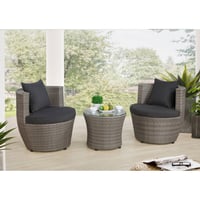 3pc Amelia Outdoor Conversation Set: Weather-Resistant Wicker, Aluminum Frame - Alaterre Furniture
