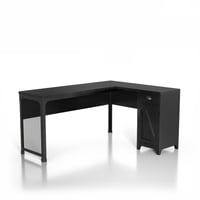 24/7 Shop At Home Nackimen L Shaped Desk Black - HOMES: Inside + Out