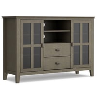 Stratford Solid Wood Tall TV Stand for TVs up to 55" Farmhouse Gray - WyndenHall: Media Storage, Adjustable Shelves