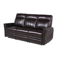 Coachella Power Recliner Sofa Brown - Steve Silver Co.: Genuine Leather, USB Port, 3-Seater
