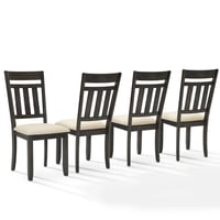 Crosley Hayden 4pc Slat Back Dining Chair Set Slate/Creme: Upholstered Linen Seat, Rubberwood Frame, 250lbs Capacity
