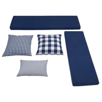 Linon Tobin Traditional Solid Wood Backless Storage Corner Nook Breakfast Bench Cushion White/Navy: Upholstered with Hinged Lid, Metal Hardware