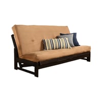 Dual Comfort Full Geneva Coil Spring Mattress Futon Peat Suede: Mid-Century Convertible Couch, 3-Seater, Hardwood Frame