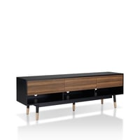 24/7 Shop At Home Vanore Mid-Century 3 Drawer TV Stand for TVs up to 80" Black: Entertainment Center with Open Shelves