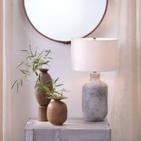 Blaire Table Lamp Gray - Splendor Home: Ceramic Base, Textured Stone Finish, Cream Drum Shade