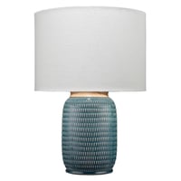 Graham Ceramic Table Lamp Navy - Splendor Home: Artisan Glazed Base, Linen Drum Shade, 3-Way Rotary Switch