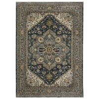 7'10"x10'10" Arya Persian Medallion Indoor Area Rug Blue/Taupe - Captiv8e Designs: Machine Made, Low Pile, Fade & Stain Resistant