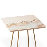 Marta Barragan Camarasa Marbling Mountains Side Table Gold - Deny Designs: Steel Frame, Wood Composite Top, Flared Legs