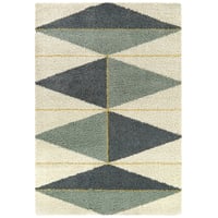 6'7"x9' Levine Mid-Century Modern Geometric Rug Blue: Fade & Stain-Resistant, High Pile, Indoor - Balta Rugs