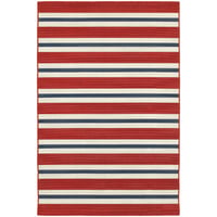 8'6"X13' Marlowe Striped Patio Rug Red/Blue: Captiv8e Designs, Outdoor Weather-Resistant, UV-Resistant, Low Pile