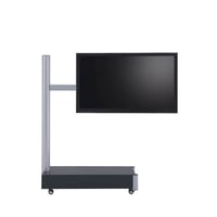 Proman Products Symphony TV Stand for TVs up to 75" Silver/Black: Mid-Century Modern, Metal Frame, Casters/Wheels, Drawer Storage