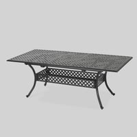 Abigail Rectangle Cast Aluminum Expandable Outdoor Patio Dining Table - Copper - Christopher Knight Home: Weather-Resistant, Seats 8, Removable Leaf