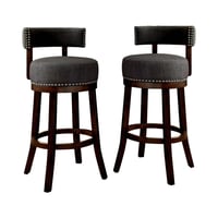 Set of 2 24" Jefferson Counter Height Barstools with Upholstered Seat Dark Oak/Gray - HOMES: Inside + Out: Swivel, Nailhead Trim, Wood Legs