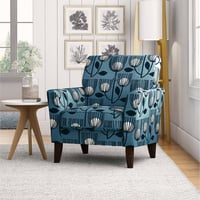 Adrian Flared Armchair Blue Modern Tulip - Handy Living: Transitional Style, Diamond Button Back, Polyester