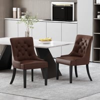 Christopher Knight Home Set of 2 Cheney Faux Leather Tufted Dining Chairs Dark Brown