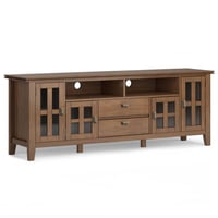 Stratford Solid Wood TV Stand for TVs up to 80" Rustic Natural Aged Brown - WyndenHall: Media Console with Fixed Shelves