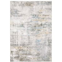 7'8"x10' Marcel Distressed Abstract Area Rug Gray/Gold: Machine Made, Fade & Stain-Resistant, Contemporary - Captiv8e Designs