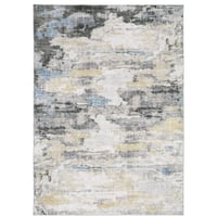 7'6"x10' Micah Washable Distressed Abstract Indoor Area Rug Gray/Blue - Captiv8e Designs: Rubber Backed, Fade & Stain Resistant