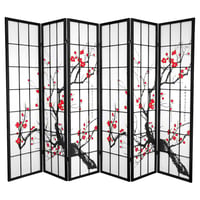 6 ft. Tall Flower Blossom Divider - Black: Oriental Furniture Hardwood Privacy Screen, No Assembly Required