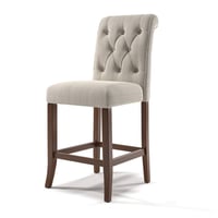 2pk Brandta Button Tufted Counter Height Barstool Beige/Rustic Oak - HOMES: Inside + Out: Upholstered, Wood Legs, Fixed Seat