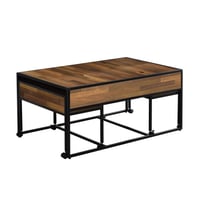 24/7 Shop At Home Castlederg Nesting Table Black: Industrial Style 3-Piece Set with Storage, Steel Frame