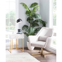 Diana Contemporary Lounge Chair Gold/Cream Velvet - LumiSource: Upholstered Swivel Armchair, Metal Frame, 250lb Capacity