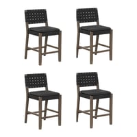 Nathan James Set of 4 Cohen Faux Leather Counter Height Barstool Black