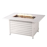 Oakland Living Aluminum Rectangle 48" x 36" 55000 BTUs Propane Outdoor Patio Dining Table with Fire Pit Glass with Two Covers White
